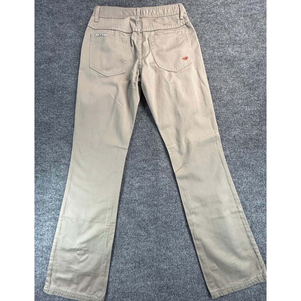 RVT Fit&Flare Girls 7/8 & 9/10 Khaki Embroidered Floral Pants Cotton Bootcut NWT - Picture 2 of 12